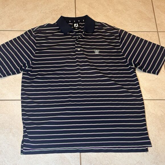 FootJoy FJ Polo Mens‎ Size L Shirt Striped Performance Spandex Golf Activewear - Picture 2 of 6